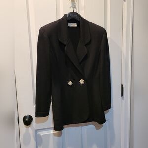 St. John Evening - size 10 - black knit jacket - rhinestone buttons front & back